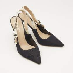 Pre Owned Dior Black Canvas J'Adior Slingback Pumps Size 39