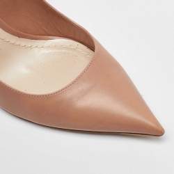 Pre Owned Dior Beige Leather Crystal Embellished Flash Pointed Toe Pumps Size 38.5