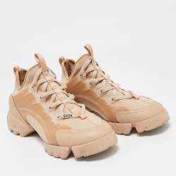 Dior Beige Neoprene and Rubber D-Connect Sneakers Size 38.5