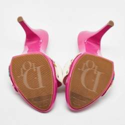 Dior Multicolor Printed Canvas Logo Embellished Slide Sandals Size 38