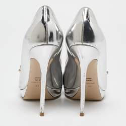 Dior Silver Leather Platform Peep Toe Pumps Size 40