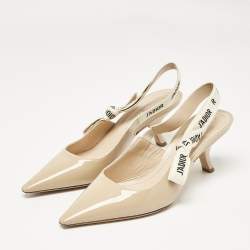Dior Beige Patent J'Adior Slingback Pumps Size 39