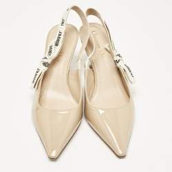 Dior Beige Patent J'Adior Slingback Pumps Size 39
