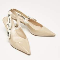 Dior Beige Patent J'Adior Slingback Pumps Size 39