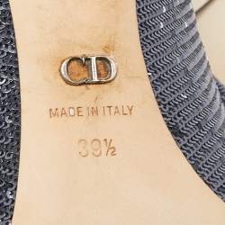 Pre Owned Dior Metallic Navy Blue Sequin Pointed Toe Pumps Size 39.5