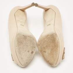 Dior Beige Leather Cannage Plaque Peep Toe Platform Pumps Size 38