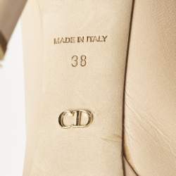 Dior Beige Leather Cannage Plaque Peep Toe Platform Pumps Size 38