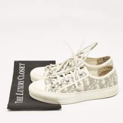 Pre Owned Dior Grey/White Oblique Canvas Walk'n'Dior Low Top Sneakers Size 38.5