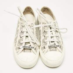 Pre Owned Dior Grey/White Oblique Canvas Walk'n'Dior Low Top Sneakers Size 38.5