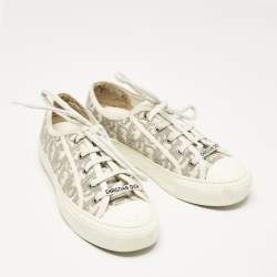 Pre Owned Dior Grey/White Oblique Canvas Walk'n'Dior Low Top Sneakers Size 38.5