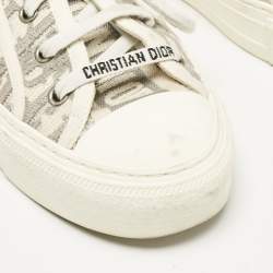 Pre Owned Dior Grey/White Oblique Canvas Walk'n'Dior Low Top Sneakers Size 38.5