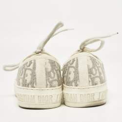 Pre Owned Dior Grey/White Oblique Canvas Walk'n'Dior Low Top Sneakers Size 38.5