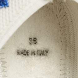 Pre Owned Dior White/Blue Mesh Embellished Fusion Sneakers Size 36