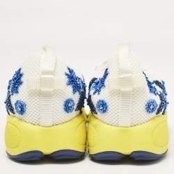 Pre Owned Dior White/Blue Mesh Embellished Fusion Sneakers Size 36