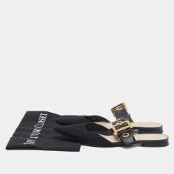 Dior Black Technical Fabric and Leather D-Dior Flat Mules Size 37.5