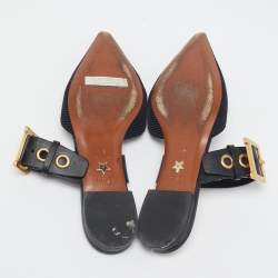 Dior Black Technical Fabric and Leather D-Dior Flat Mules Size 37.5