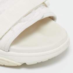 Dior White Fabric D- Wander Slide Sandals Size 40