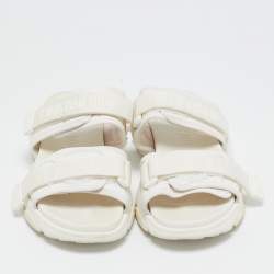 Dior White Fabric D- Wander Slide Sandals Size 40