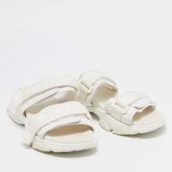 Dior White Fabric D- Wander Slide Sandals Size 40