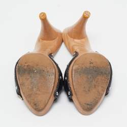 Dior Black Leather Lock Wooden Clog Slide Sandals Size 36