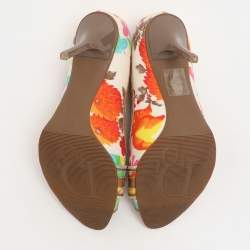 Dior Multicolor Floral Print Canvas Peep Toe Pumps Size 36