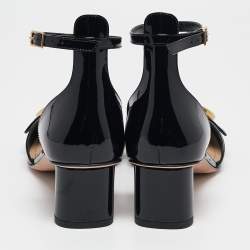 Dior Black Patent Leather D'cest Ankle Strap Sandals Size 36