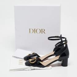 Dior Black Patent Leather D'cest Ankle Strap Sandals Size 36