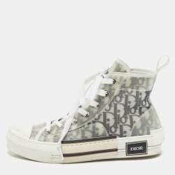 Pre Owned Dior Grey/Transparent Nylon and PVC B23 High Top Sneakers Size 38