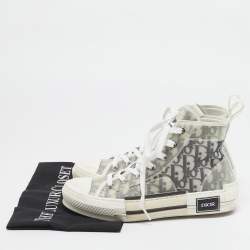 Pre Owned Dior Grey/Transparent Nylon and PVC B23 High Top Sneakers Size 38