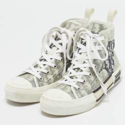 Pre Owned Dior Grey/Transparent Nylon and PVC B23 High Top Sneakers Size 38