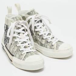 Pre Owned Dior Grey/Transparent Nylon and PVC B23 High Top Sneakers Size 38