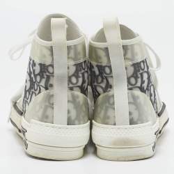 Pre Owned Dior Grey/Transparent Nylon and PVC B23 High Top Sneakers Size 38