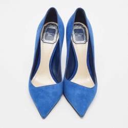 Dior Blue Suede Pointed Toe Ombre Heel Pumps Size 37