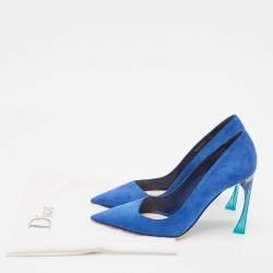 Dior Blue Suede Pointed Toe Ombre Heel Pumps Size 37