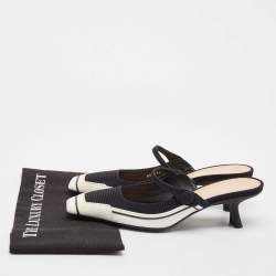 Dior Black/White Mesh Square Toe Mules Size 41