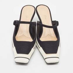 Dior Black/White Mesh Square Toe Mules Size 41