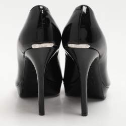 Pre Owned Dior Black Patent Leather Peep Toe Pumps Size 36.5