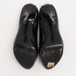 Pre Owned Dior Black Patent Leather Peep Toe Pumps Size 36.5