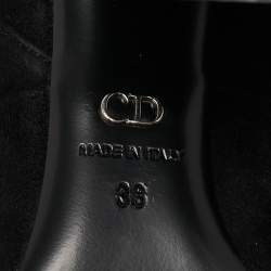 Dior Black  Suede Block Heel Knee Length Boots Size 38