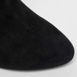 Dior Black  Suede Block Heel Knee Length Boots Size 38