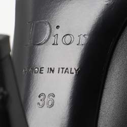 Dior Black Leather And Cannage Canvas Cap Toe D Buckle Pumps Size 36