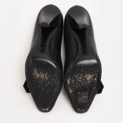 Dior Black Leather And Cannage Canvas Cap Toe D Buckle Pumps Size 36