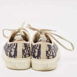 Dior Navy Blue/White Canvas Walk'n'Dior Low Top Sneakers Size 38