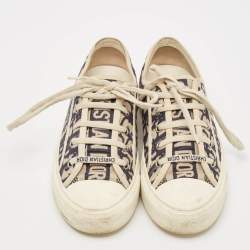 Dior Navy Blue/White Canvas Walk'n'Dior Low Top Sneakers Size 38