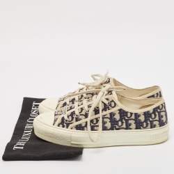 Dior Navy Blue/White Canvas Walk'n'Dior Low Top Sneakers Size 38