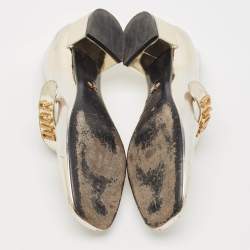 Pre Owned Dior Metallic Laminated Leather Baby-D Mary Jane Pumps Size 38.5