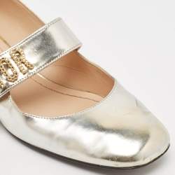 Pre Owned Dior Metallic Laminated Leather Baby-D Mary Jane Pumps Size 38.5