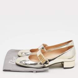 Pre Owned Dior Metallic Laminated Leather Baby-D Mary Jane Pumps Size 38.5