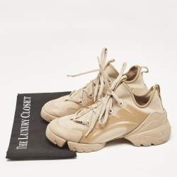 Dior Beige Neoprene and Rubber D-Connect Low Top Sneakers Size 38