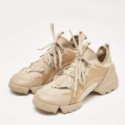 Dior Beige Neoprene and Rubber D-Connect Low Top Sneakers Size 38
